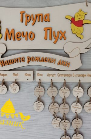 Табло с рождени дни Мечо Пух