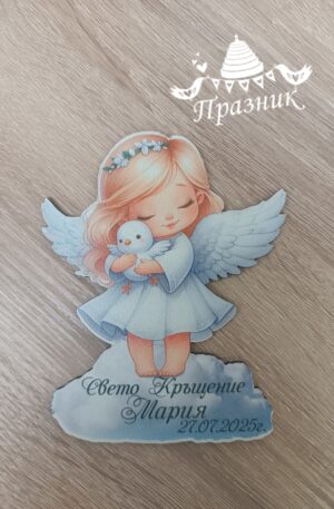 Дървено магнитче "Ангелче" 001